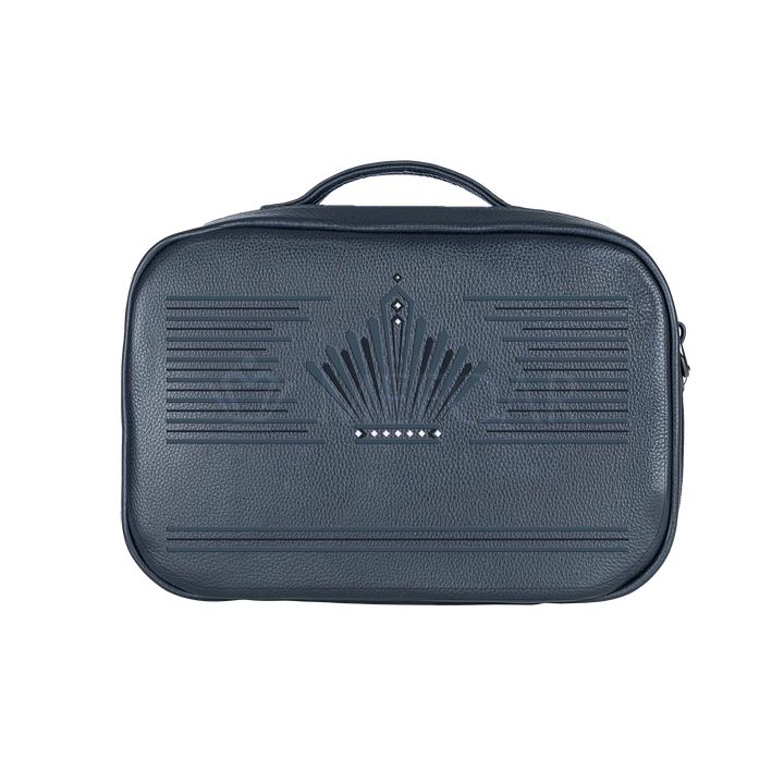 Traveling Tallis Bag Black and Navy Leather Design #494 - Tallis Bags