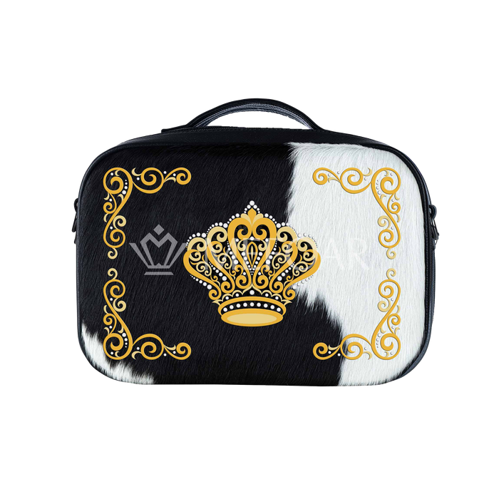 Traveling Tallis Bag Black and White Fur Crown 824 with Embroidered Corners - Tallis Bags | Judaica Square Lakewood
