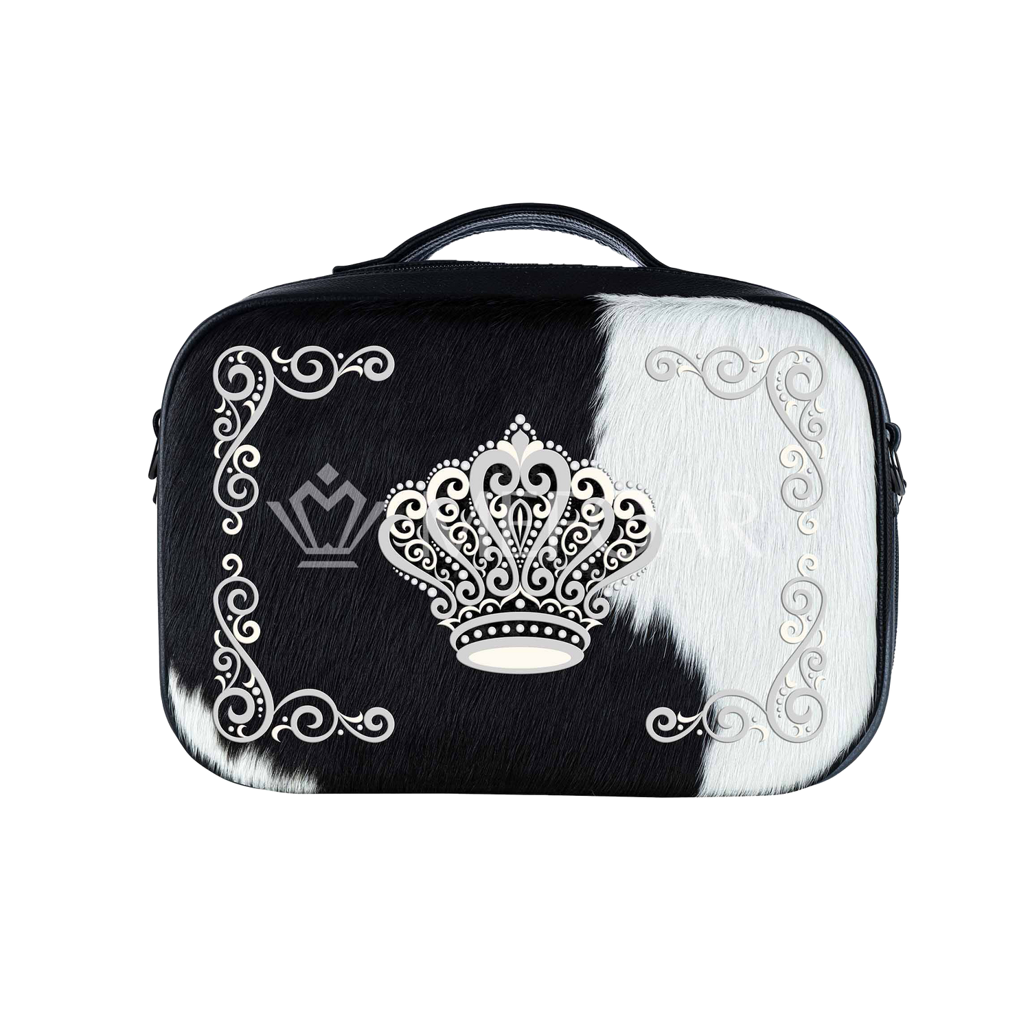 Traveling Tallis Bag Black and White Fur Crown 824 with Embroidered Corners - Tallis Bags view 2 | Judaica Square Lakewood