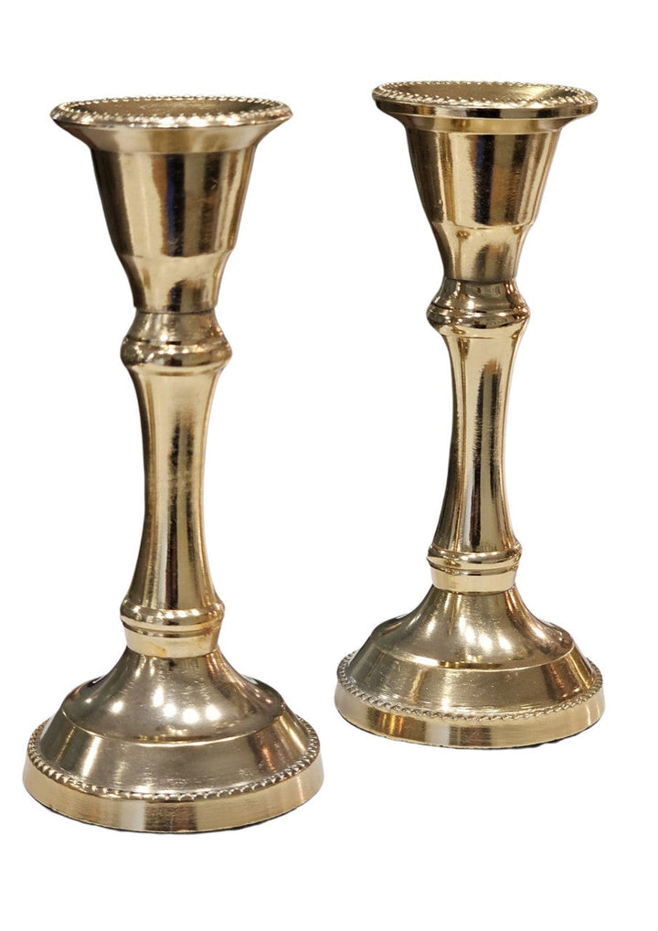 Gold/Metal Candlestick Pair 5"