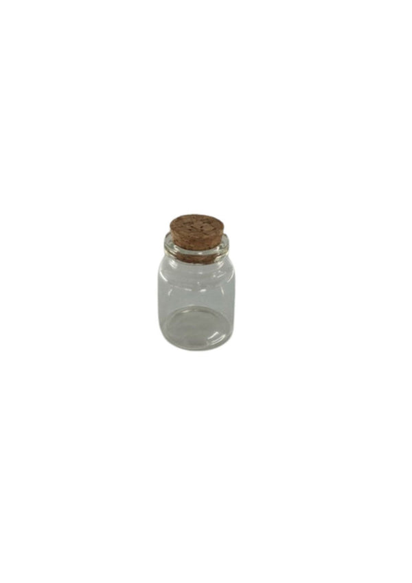 12 Mini Empty Glass Jars w/ Cork 1"- Fat (103401) 23737