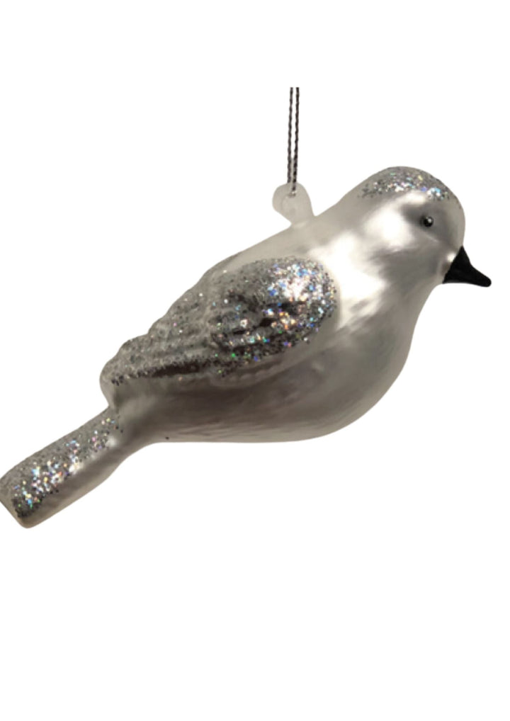 Small Silver Glass Bird Glitter Wings