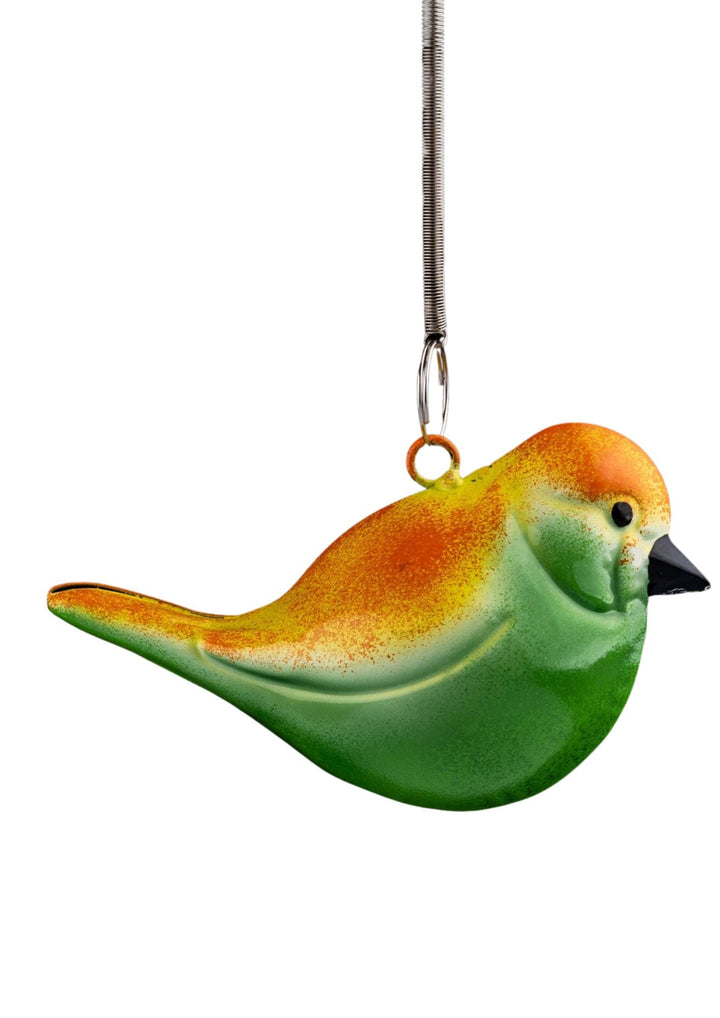 Metal Bird w/ Spiral Hanger-Green Multi