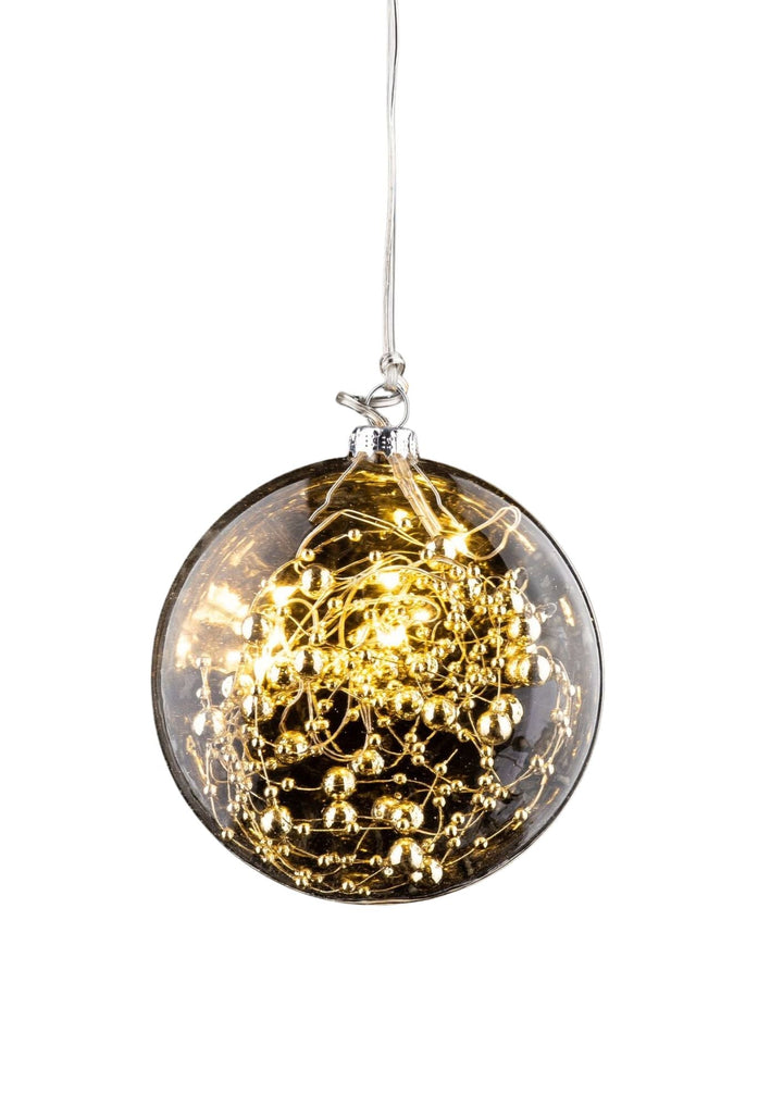 LED Glass Oval Ball- Gold String/Balls-4"