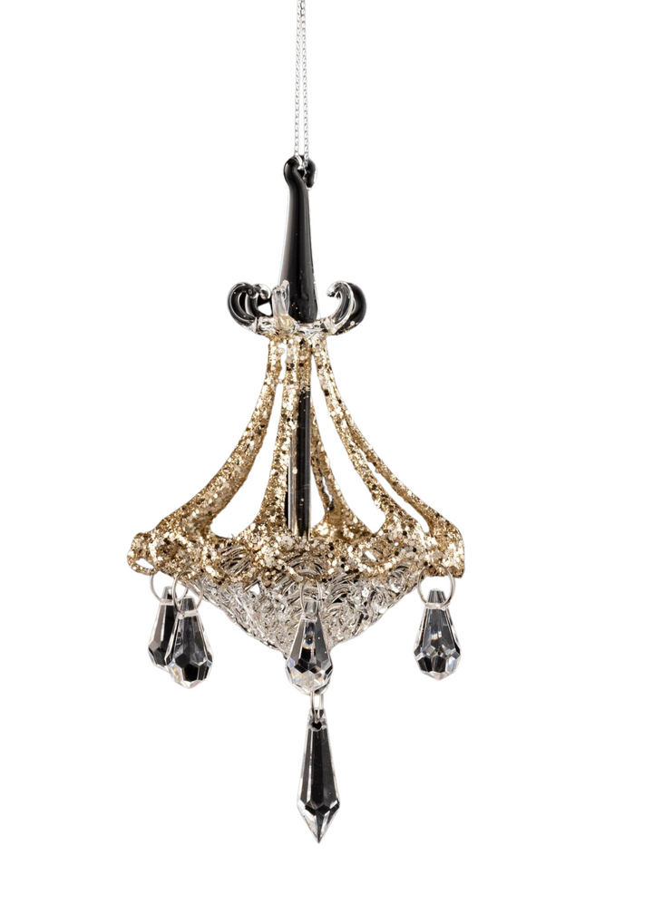 Glass Chandelier Gold Glitter 5"
