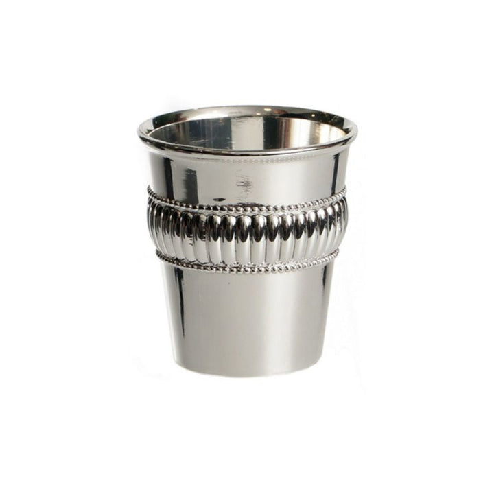 Small Reviit Silverplate Kiddush Cup-Lined Band Design