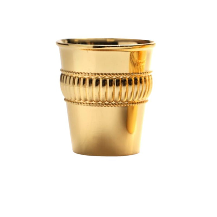 Small Reviit Goldplate Kiddush Cup-Lined Band Design-Gold