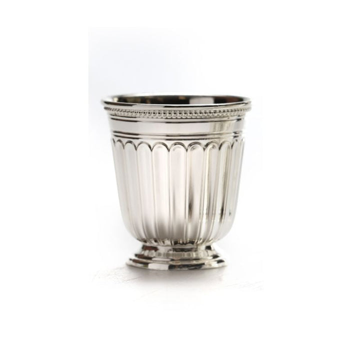 Small Reviit Silverplate Kiddush Cup-Sripes Design on Pedestal