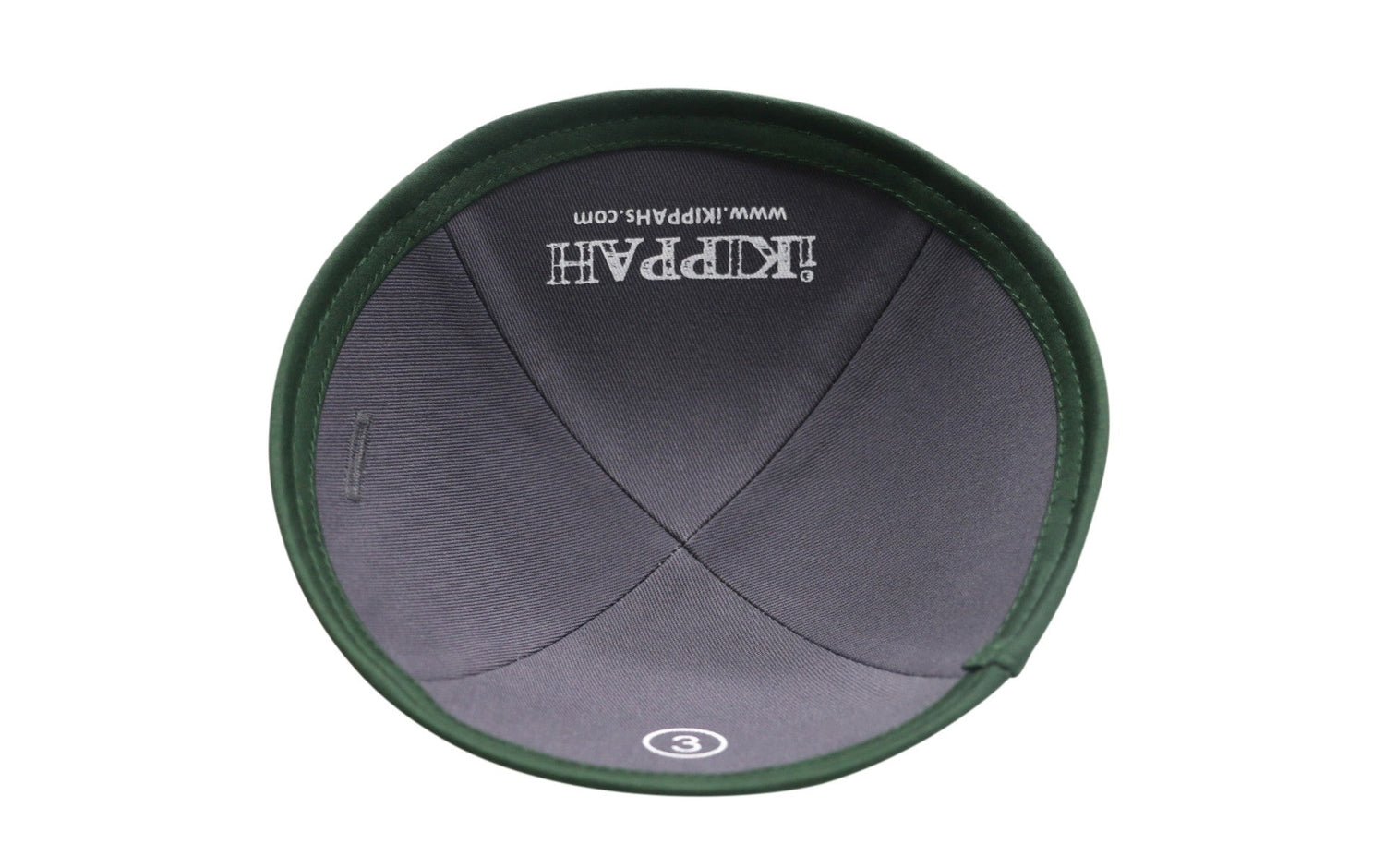 Close-up of Green Yarmulka Kippah lining and stitching