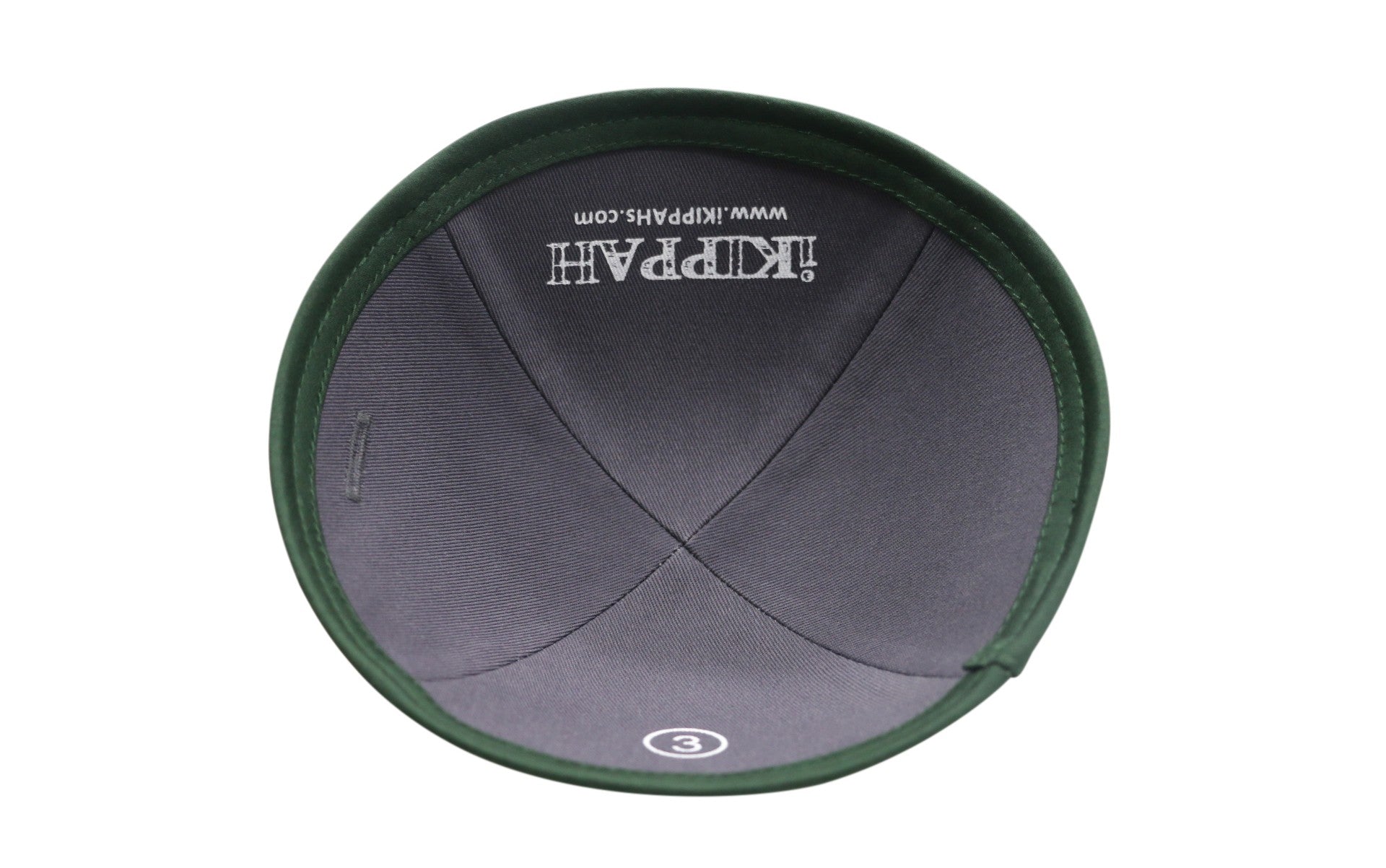 Close-up of Green Yarmulka Kippah lining and stitching