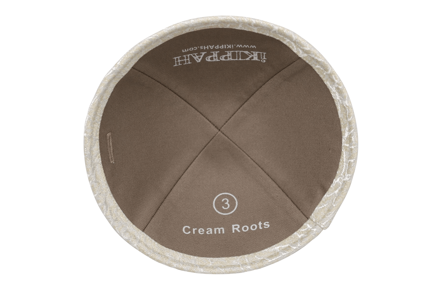 Close-up of Cream Cotton Kippah lining and stitching