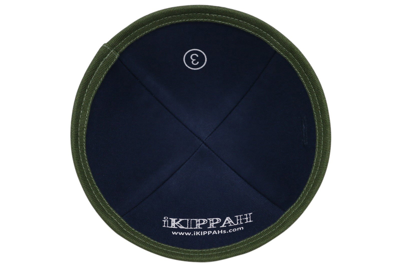 Close-up of Olive Linen Kippah lining and stitching