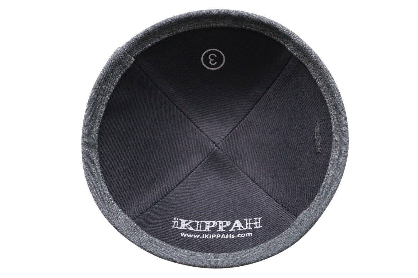 Close-up of Navy Yarmulka Kippah rim trim detail