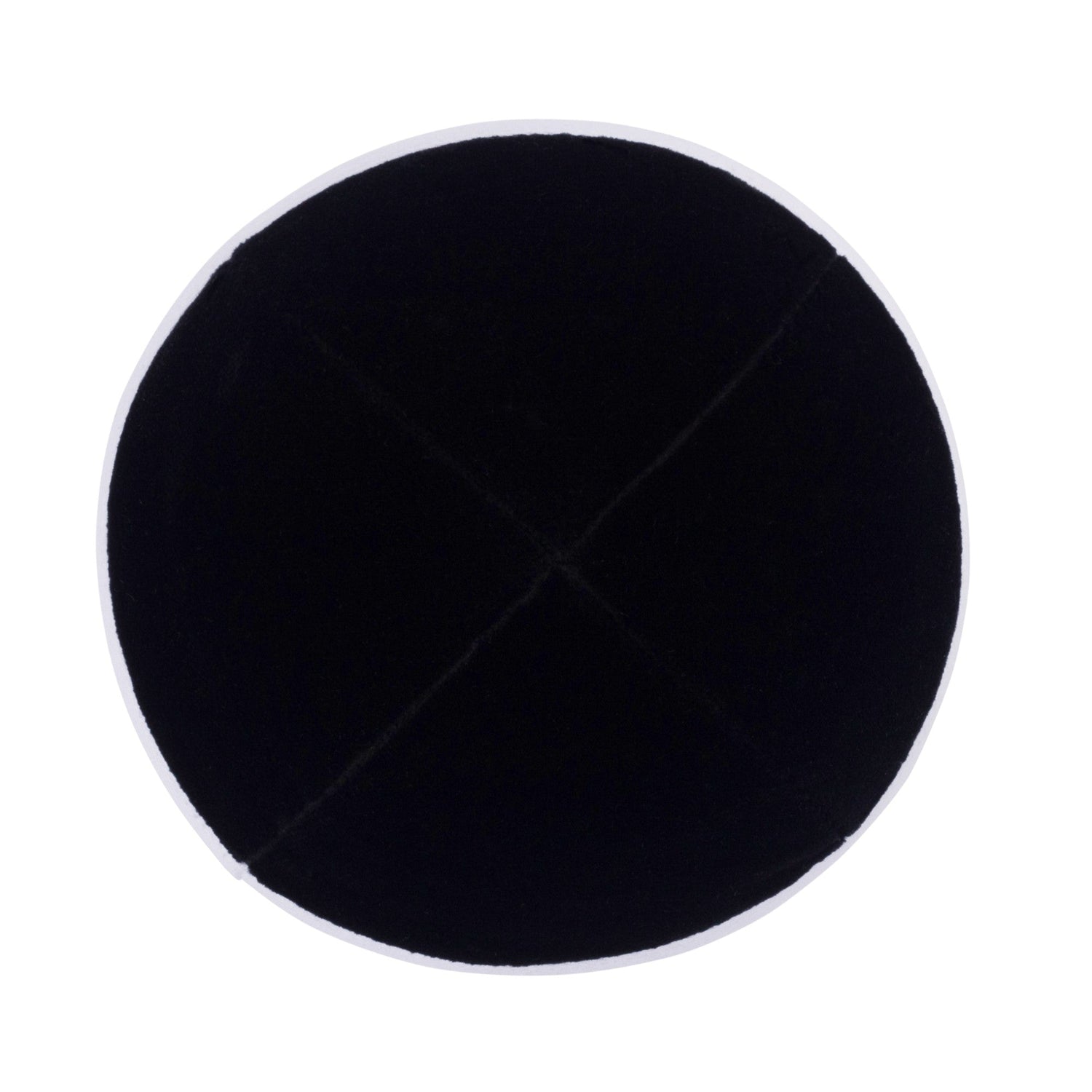 Black Velvet Kippah - showing rim trim, six-panel construction