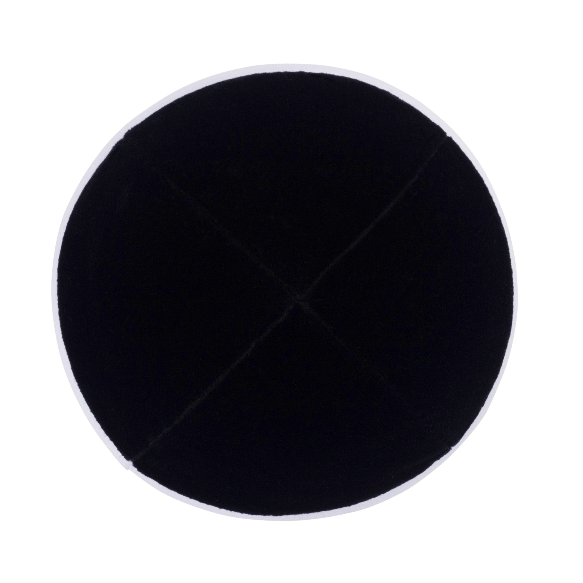 Black Velvet Kippah - showing rim trim, six-panel construction