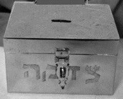 Tzedaka Box For Shul: Chrome Plated - Square