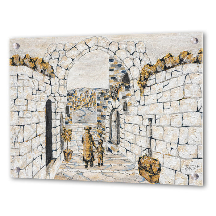 Whispers of the Passage - Walking in Yerushalayim — Jerusalem Wall Art, Acrylic | Judaica Square Lakewood