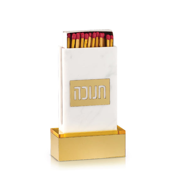 Chanukah Matchbox Holder with Gold Base — lucite Judaica decor | Judaica Square Lakewood