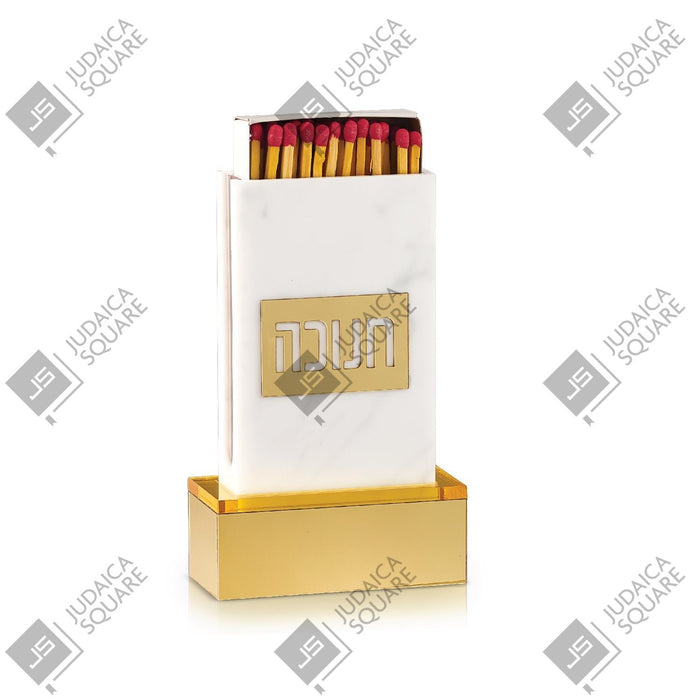 Chanukah Matchbox Holder with Gold Base — lucite Judaica decor | Judaica Square Lakewood