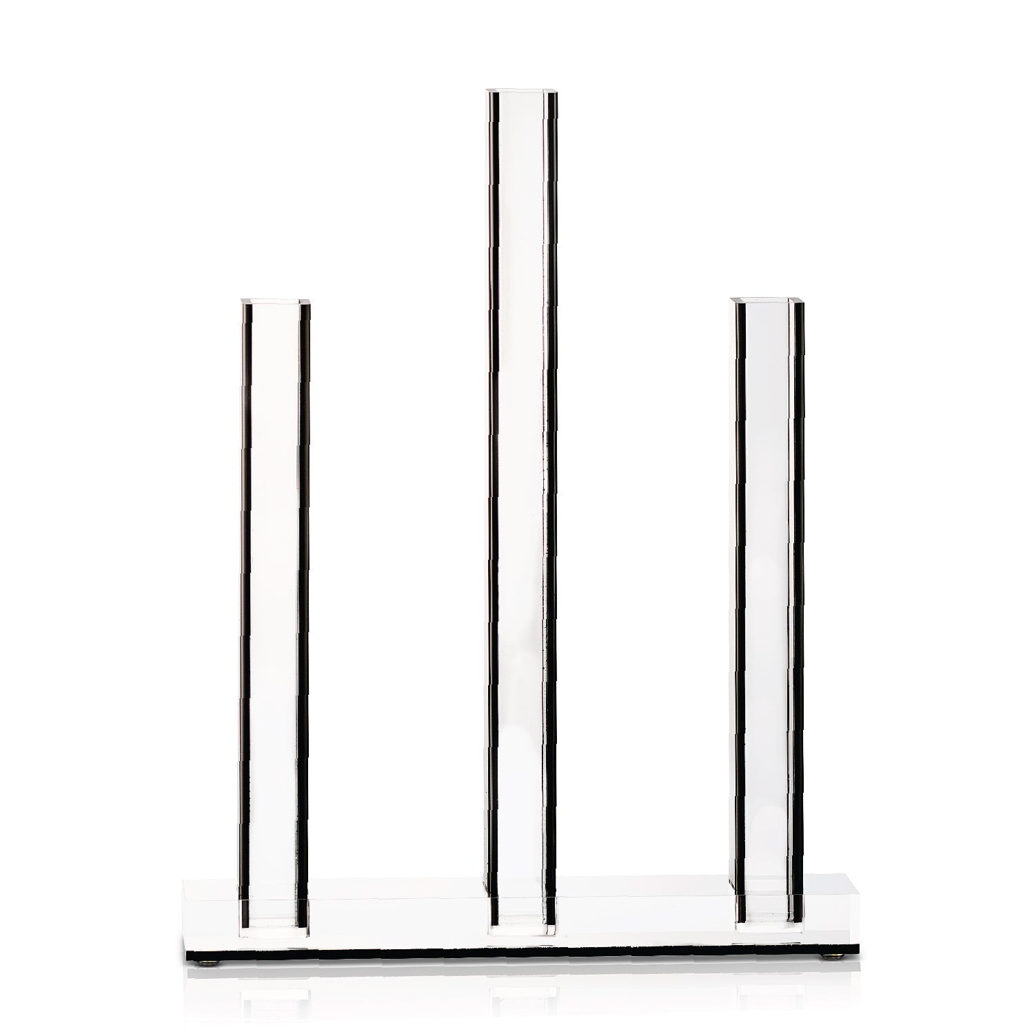 Triple Vase Centerpiece — Black Lucite — lucite Judaica decor | Judaica Square Lakewood