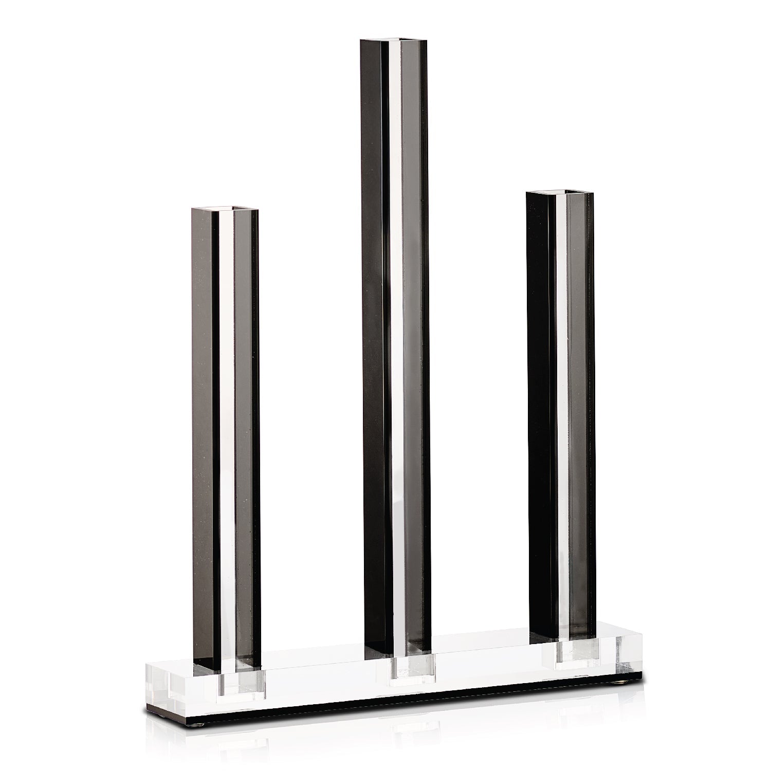 Triple Vase Centerpiece — Black Lucite — lucite Judaica decor | Judaica Square Lakewood