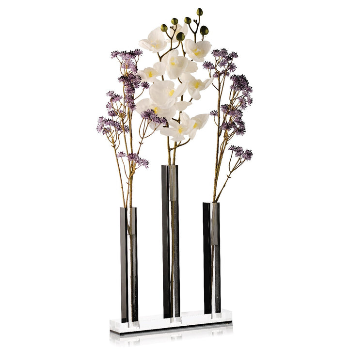 Triple Vase Centerpiece — Black Lucite