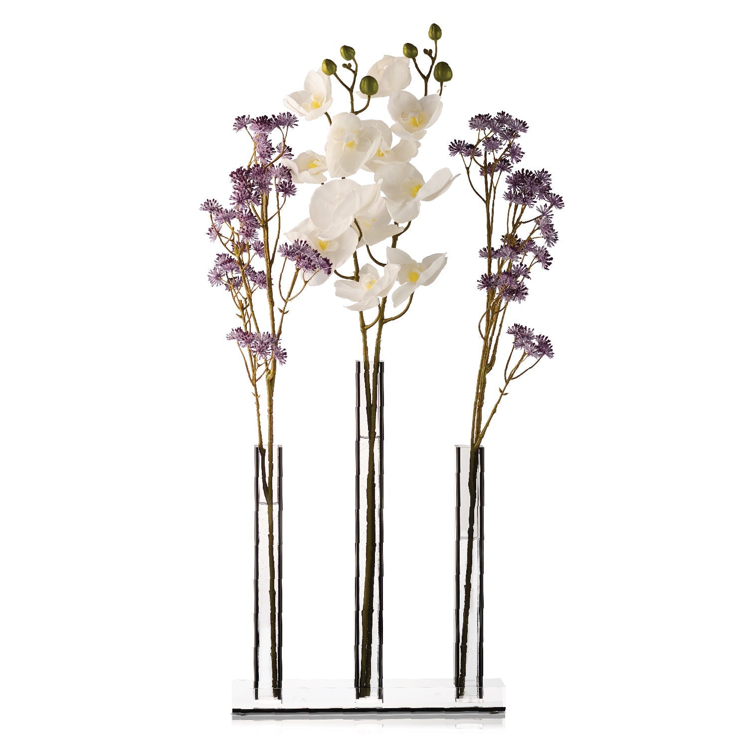 Triple Vase Centerpiece — Black Lucite — lucite Judaica decor | Judaica Square Lakewood
