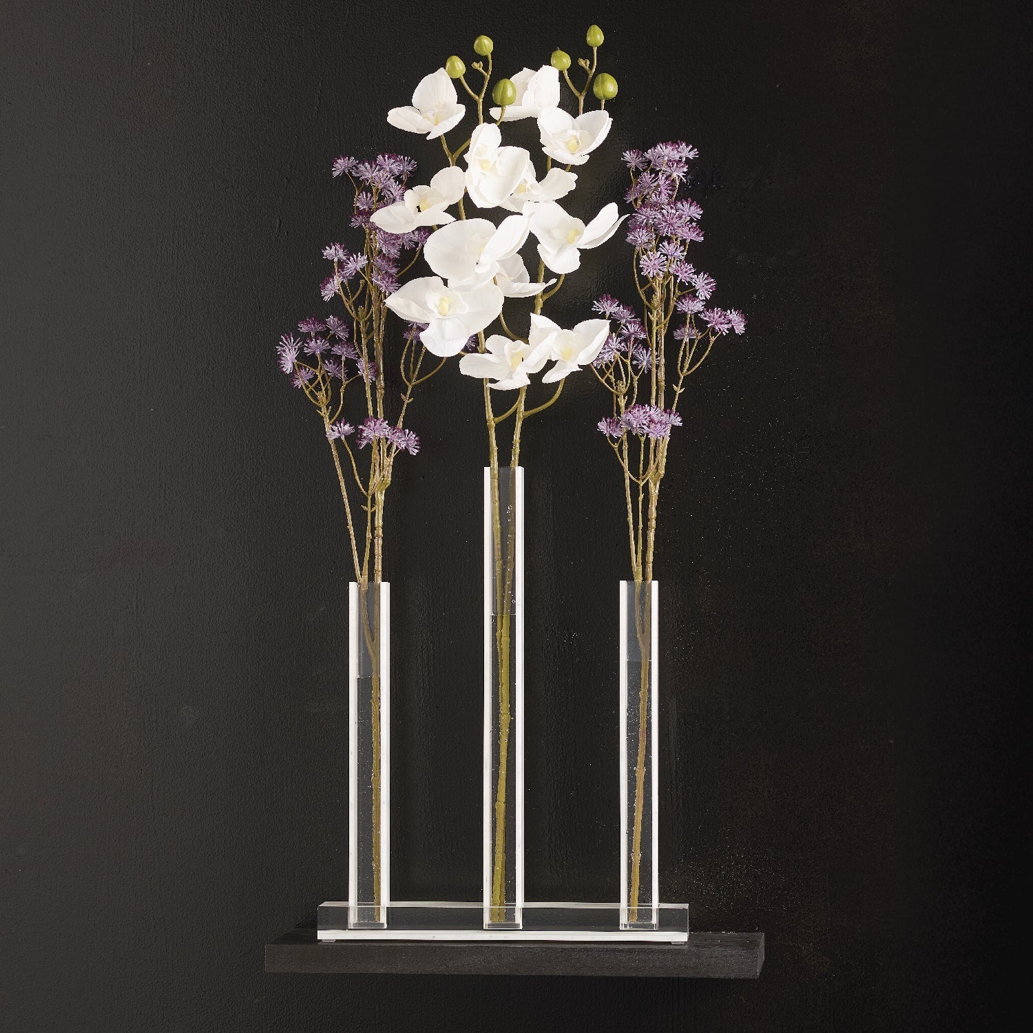 Triple Vase Centerpiece — White Marble — lucite Judaica decor | Judaica Square Lakewood