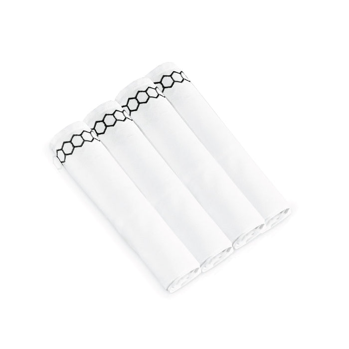 Honeycomb Cloth Napkins — four black honeycomb embroidered cloth napkins | Judaica Square Lakewood
