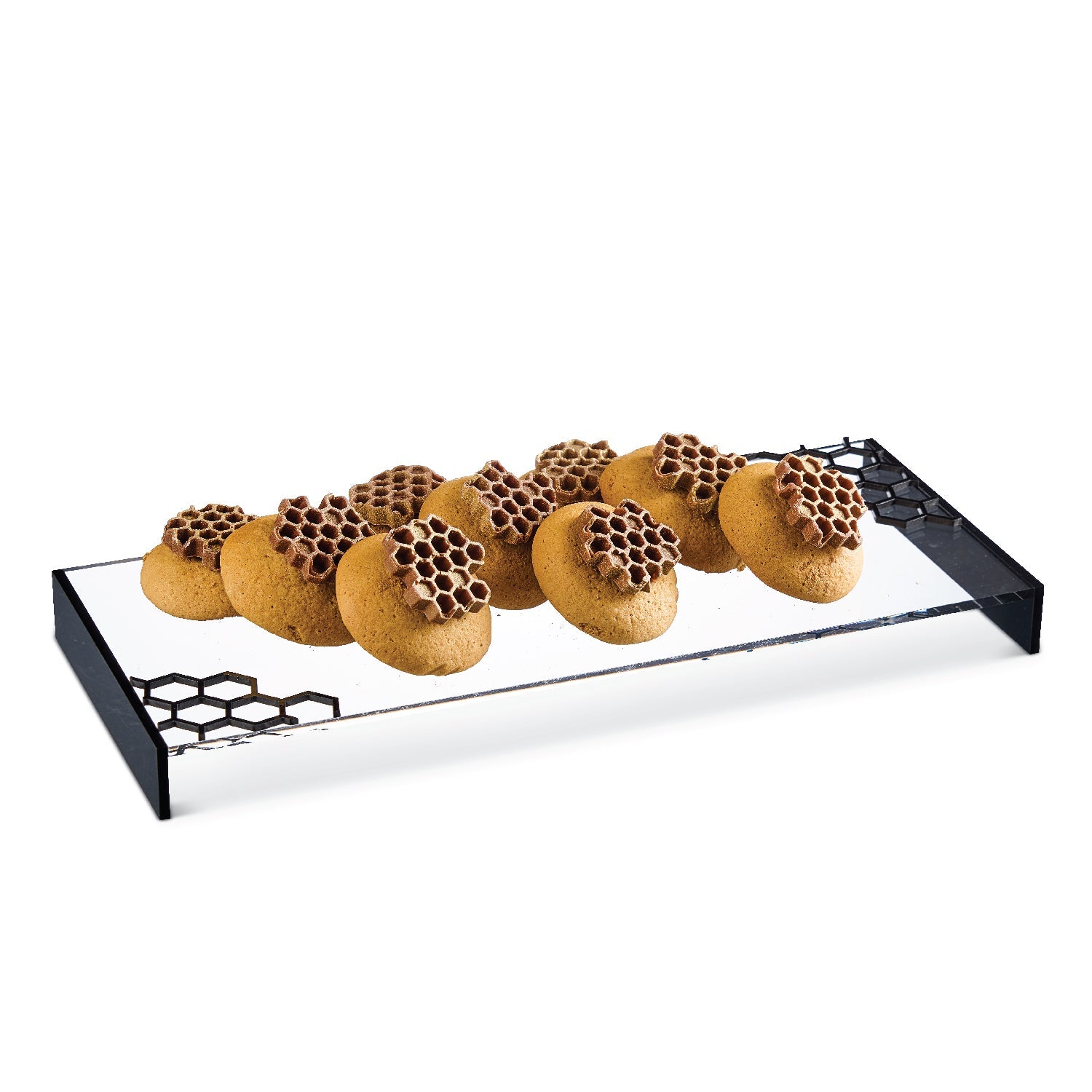 Honeycomb Laser Cut Tray — Black Lucite — lucite Judaica decor | Judaica Square Lakewood