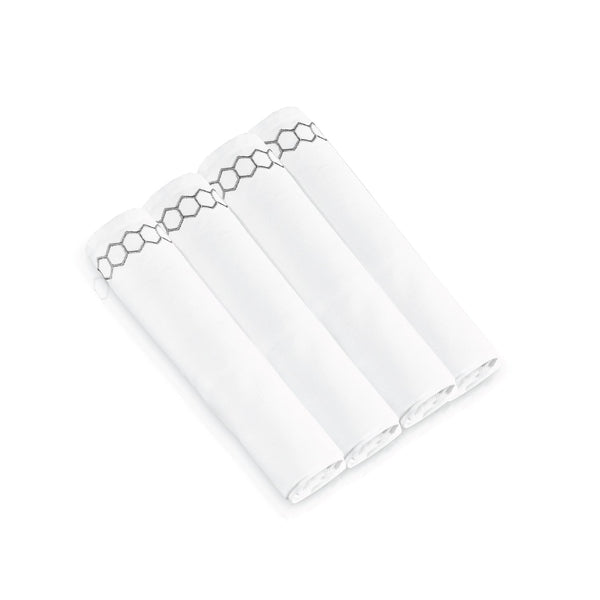 Honeycomb Cloth Napkins — Silver — Set of 4 — lucite Judaica decor | Judaica Square Lakewood