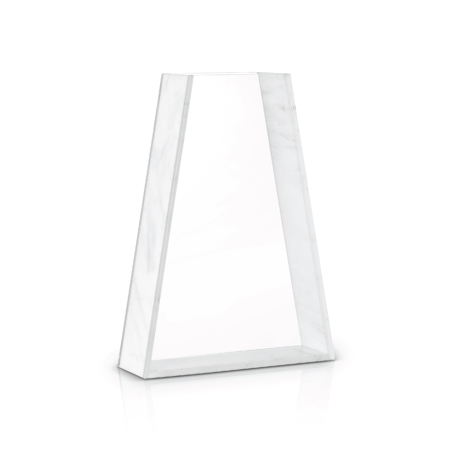 Triangle Vase — White Marble Lucite — lucite Judaica decor | Judaica Square Lakewood