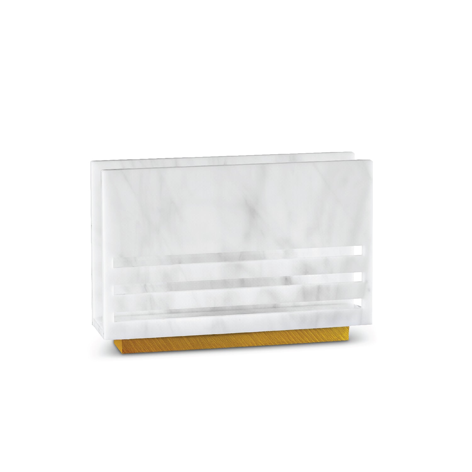 Triple Line Napkin Holder — White Marble — lucite Judaica decor | Judaica Square Lakewood