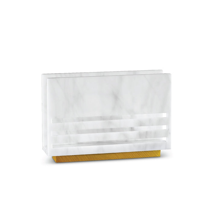 Triple Line Napkin Holder — White Marble Lucite