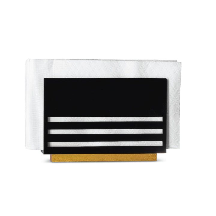Triple Line Napkin Holder — Black Lucite