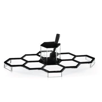 Honeycomb Tabletop Simanim Tray — Black Lucite