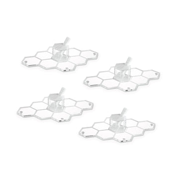 Honeycomb Personal Simanim Trays — White Marble Lucite, Set of 4
