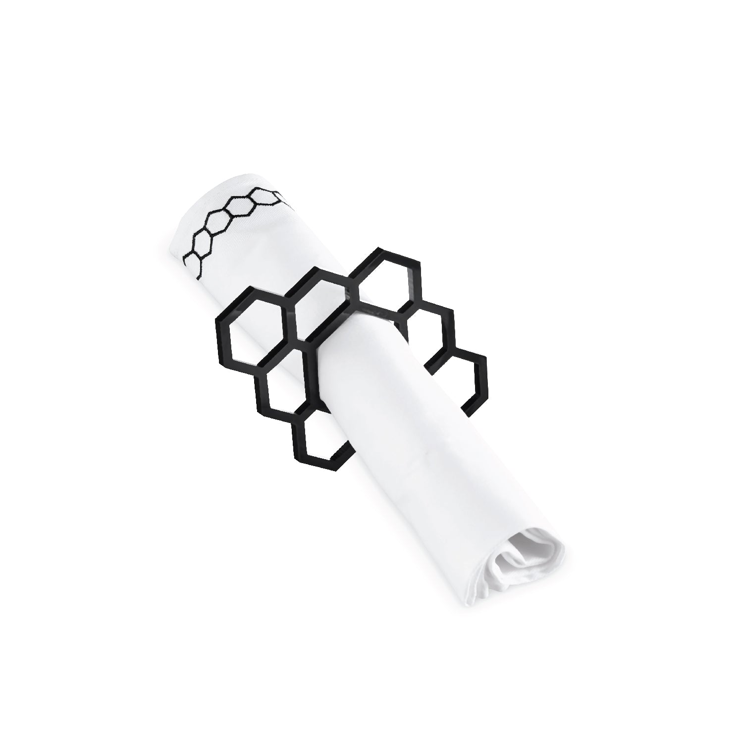 Honeycomb Napkin Rings — Black — Set of 4 — lucite Judaica decor | Judaica Square Lakewood