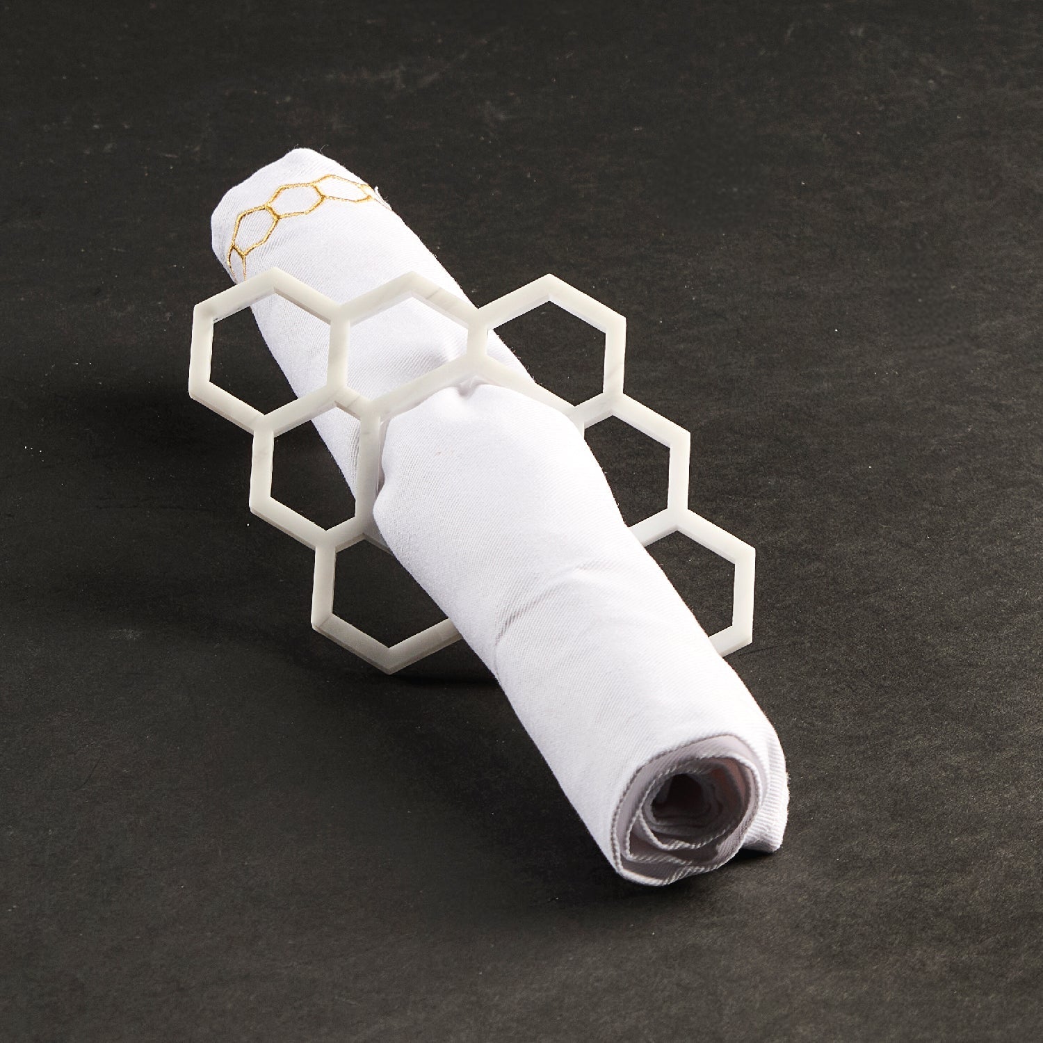 Honeycomb Cloth Napkins — Gold — Set of 4 — lucite Judaica decor | Judaica Square Lakewood