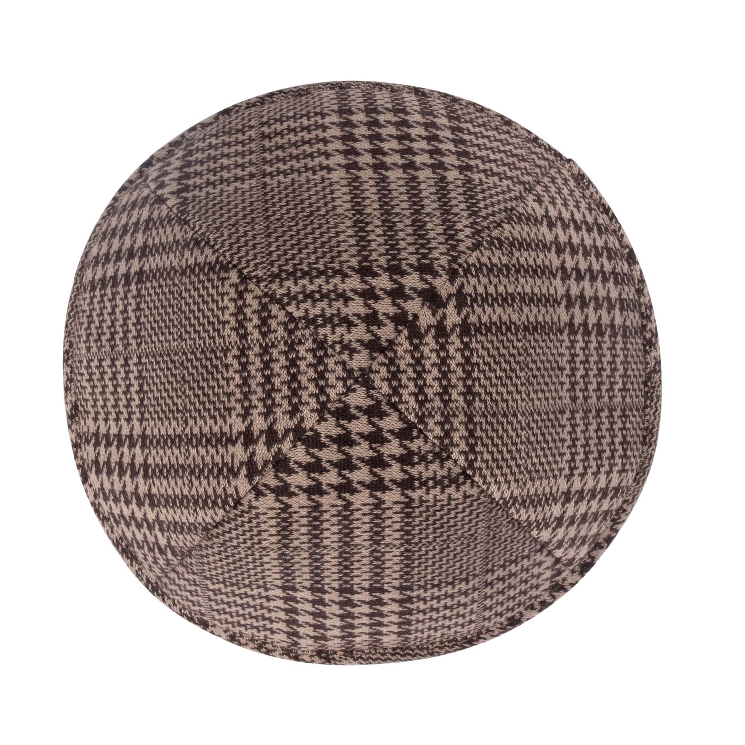 Brown Yarmulka Kippah - side view showing six-panel design