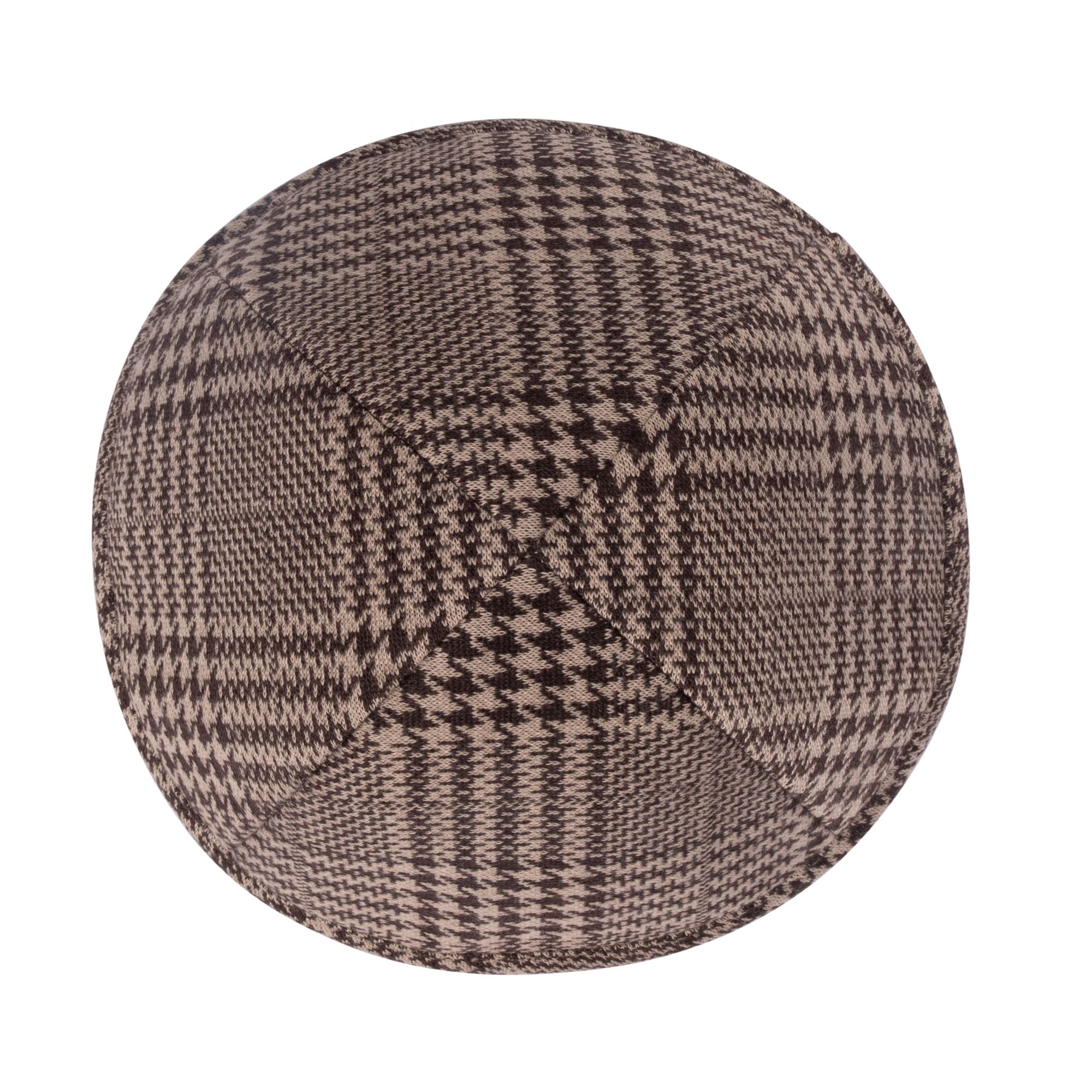 Brown Yarmulka Kippah - side view showing six-panel design