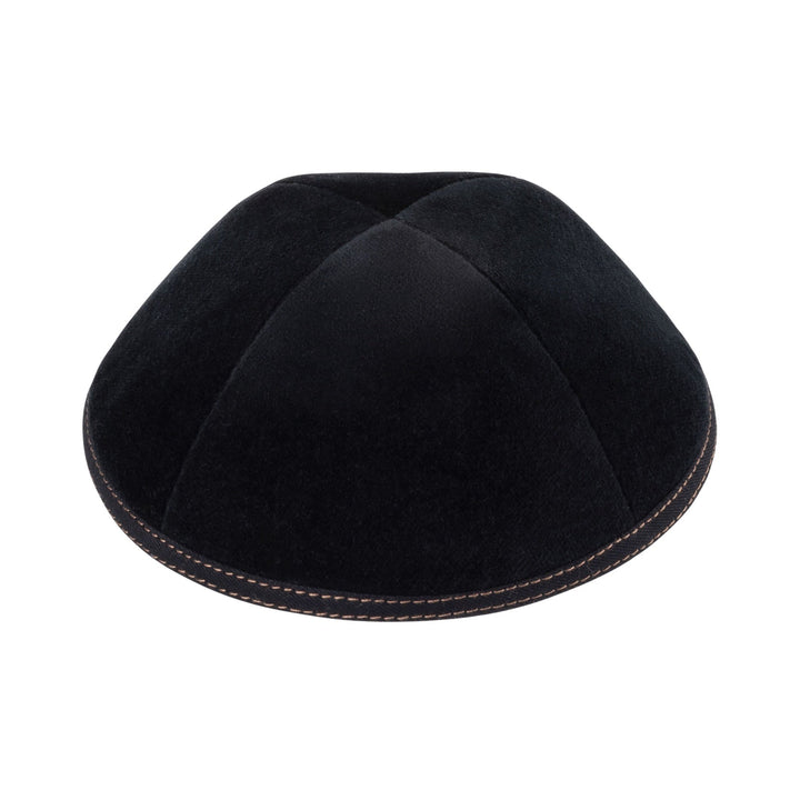 Black Velvet Kippah – Double Camel Stitching Yarmulke