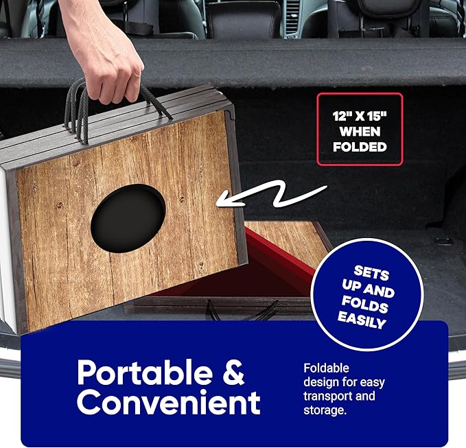 FlingSport Foldable Travel Cornhole Board Set - 24"x15" Wooden MDF — product view, view 5 | Judaica Square Lakewood