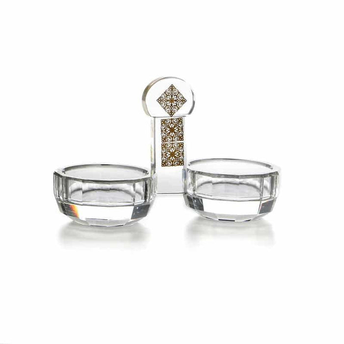 Crystal Open Salt & Pepper Cellars-Lace Design (MC-X1038)