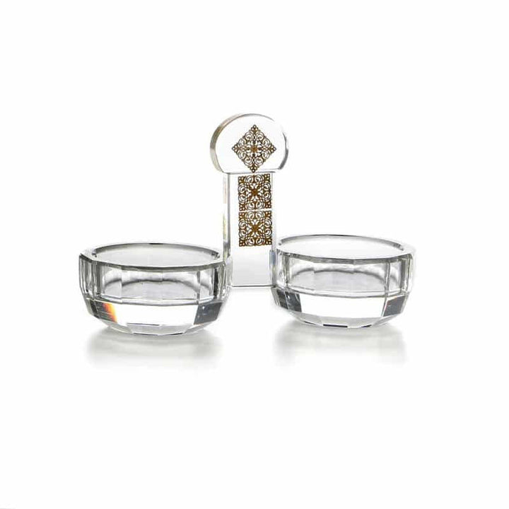 Crystal Open Salt & Pepper Cellars-Lace Design