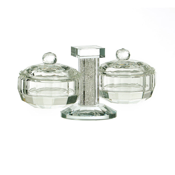 Crystal Salt Dish With Lid-Stone Design