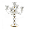 12-inch clear crystal five-branch candelabra with gold-tone rings