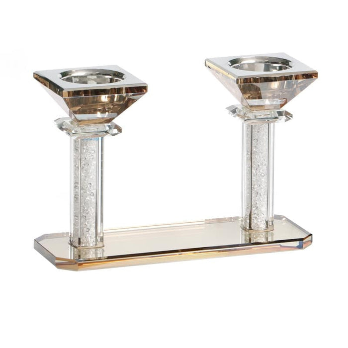 Crystal Candlestick Pair On Tray 5" (CS-X1970AS)
