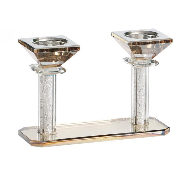 Crystal Candlestick Pair On Tray 5"