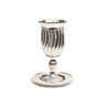 Silver Plated Kiddush Cup On Stem-Modern Stripes 6.5"H(KC-X2196)
